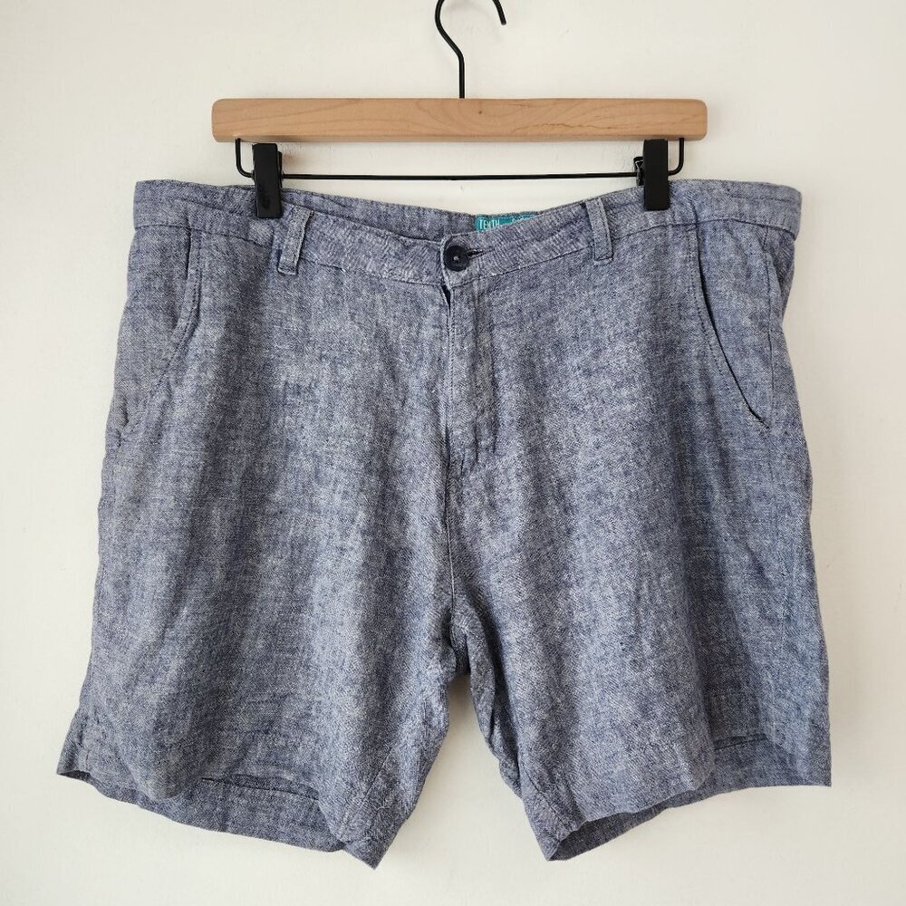 Tenth & Ocean Washable Linen Blend Blue Chino Shorts Casual Men's 36